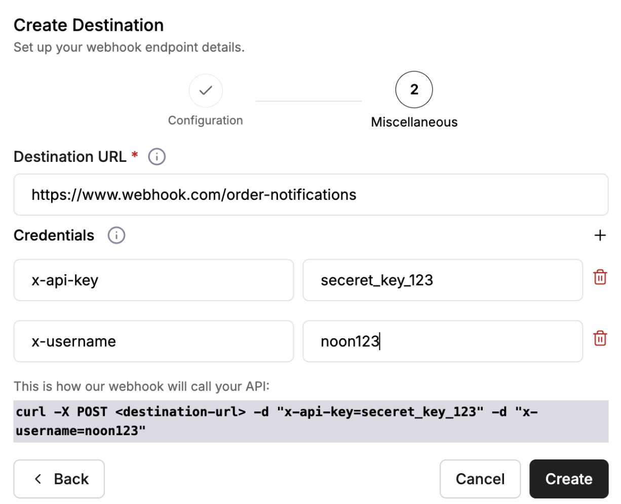Create Destination