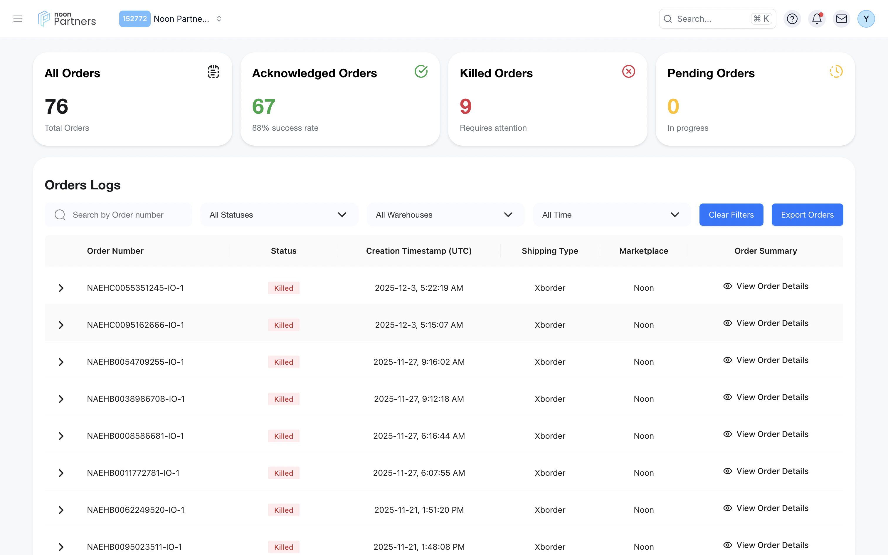 FBPI Orders Dashboard Overview