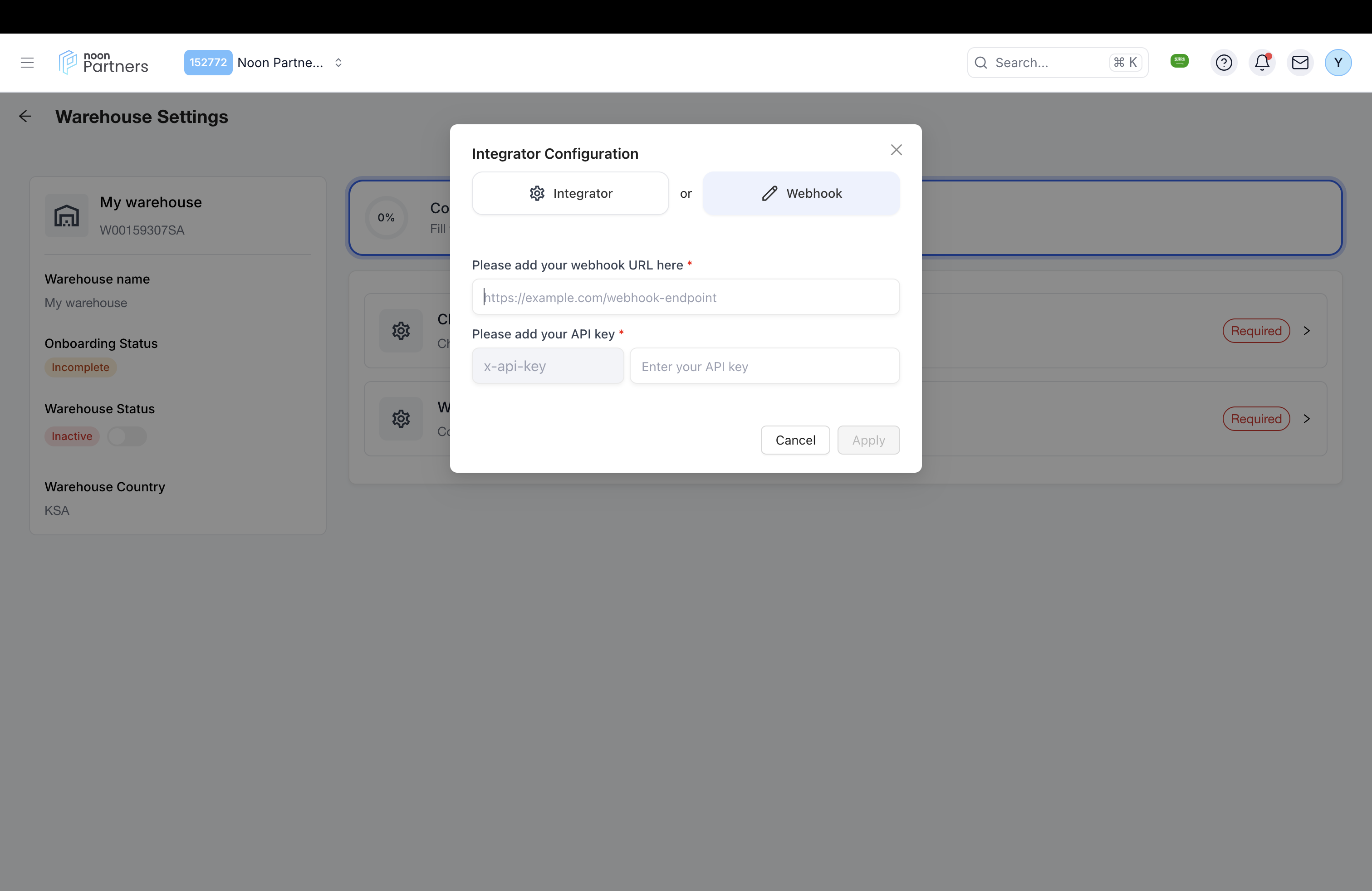 Webhook Configuration Form
